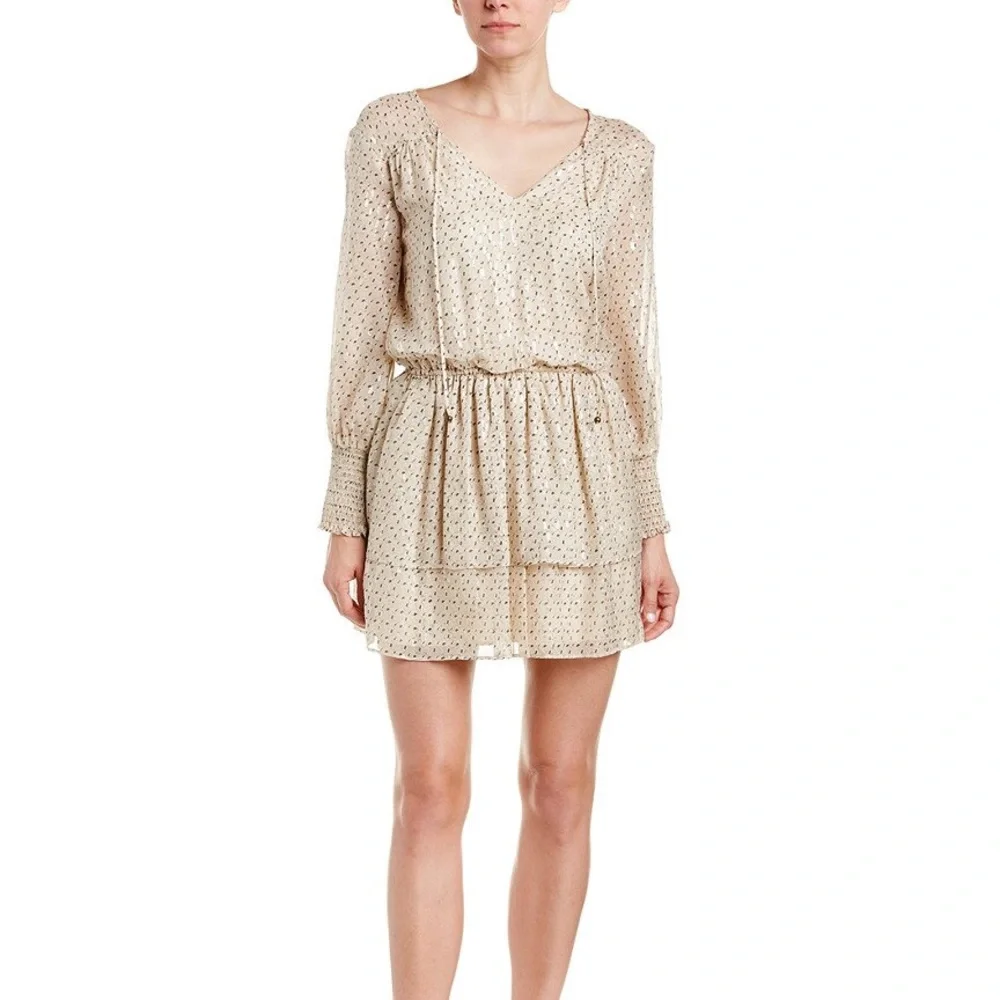 Shoshanna Dress Size 8 Like New. Cream and gold. - Picture 1 of 8